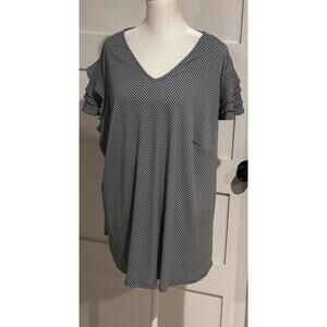 Adrienne Papell Blouse Dusty Blue With Small Dots